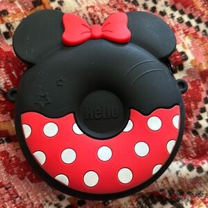 Minnie Mouse shaped silicone pouch with adjustable lanyard